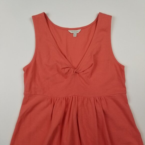 Lucky Brand Coral Twist Knot Front Peplum Tank Top Coral Size Small NWOT - Picture 3 of 8